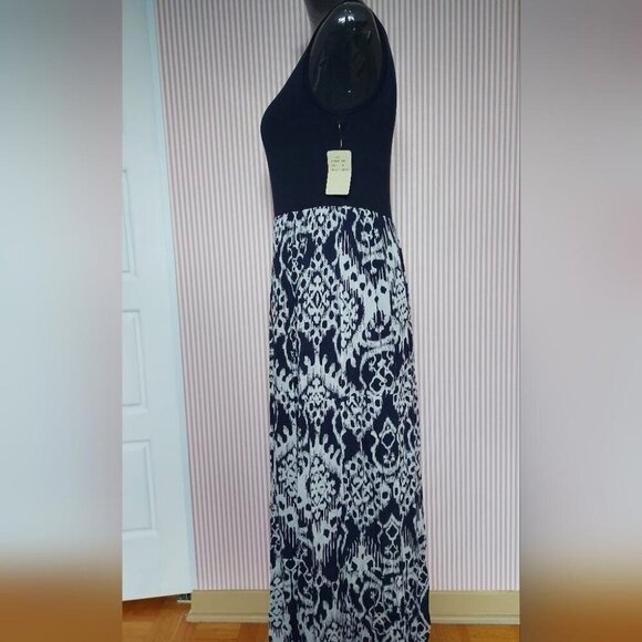 Whimsigoth Maxi Dress Boho Witchy Tiered Blue & White Gown Medium - Picture 2 of 13